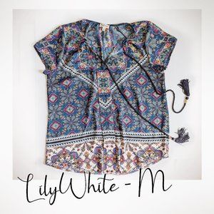 Lily White Patterned Blouse - M